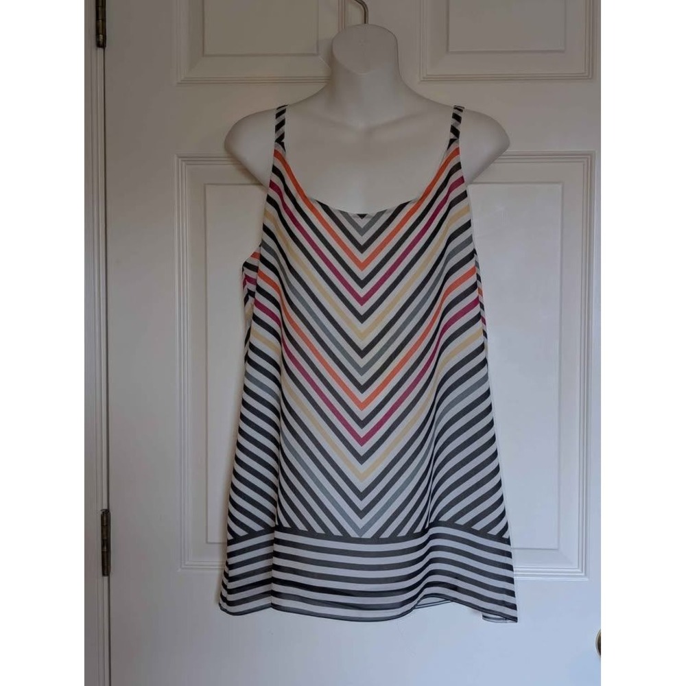 Cabi Chevron Stripe Tank Top M Sleeveless Tunic Multicolor Striped Blouse
